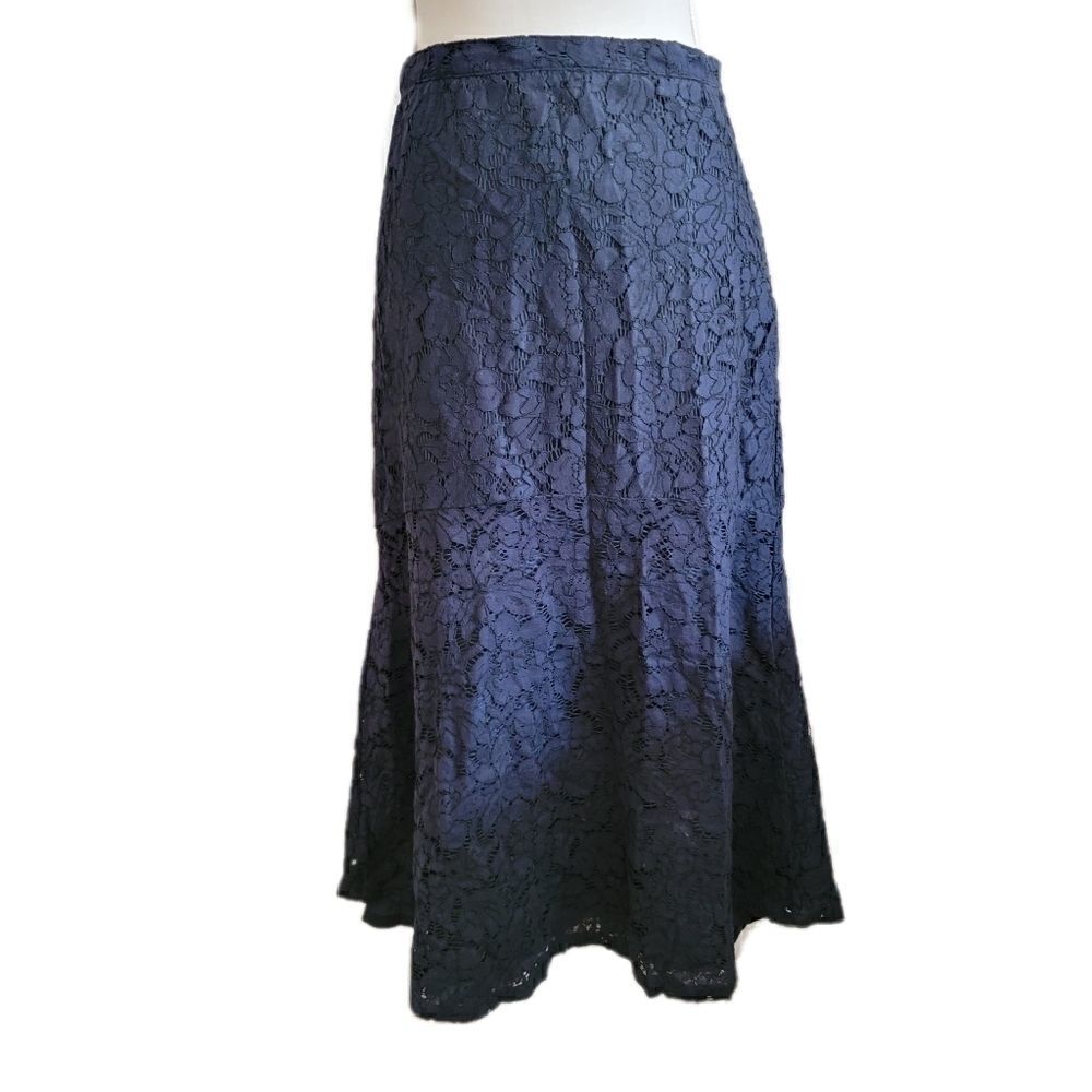 Lace tulip navy fit and flare floral full length